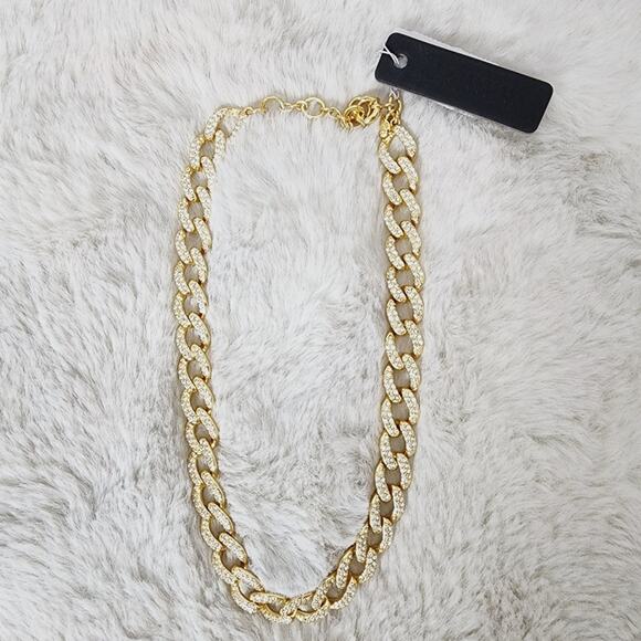 NEW J. Crew Havana Jones Iced Crystal Curb Chain Link Chunky Necklace - Picture 4 of 13